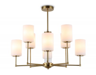 Люстра со стеклянными плафонами на штанге Ambrella LH56217/8 BS/FR латунь/белый матовый E27/8 max 60W D700*600