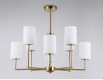 Люстра со стеклянными плафонами на штанге Ambrella LH56217/8 BS/FR латунь/белый матовый E27/8 max 60W D700*600