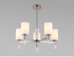 Люстра со стеклянными плафонами на штанге Ambrella LH56251/5 SN/FR никель/белый матовый E27/5 max 60W D600*590
