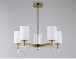 Люстра со стеклянными плафонами на штанге Ambrella LH56261/5 BS/FR латунь/белый матовый E27/5 max 60W D600*590
