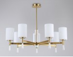 Люстра со стеклянными плафонами на штанге Ambrella LH56263/7 BS/FR латунь/белый матовый E27/7 max 60W D750*590