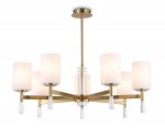 Люстра со стеклянными плафонами на штанге Ambrella LH56263/7 BS/FR латунь/белый матовый E27/7 max 60W D750*590