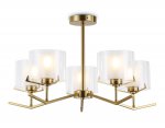 Люстра со стеклянными плафонами на штанге Ambrella LH57007/5 BS/FR латунь/белый матовый E14/5 max 40W D690*390