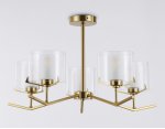 Люстра со стеклянными плафонами на штанге Ambrella LH57007/5 BS/FR латунь/белый матовый E14/5 max 40W D690*390