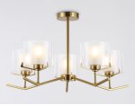 Люстра со стеклянными плафонами на штанге Ambrella LH57007/5 BS/FR латунь/белый матовый E14/5 max 40W D690*390