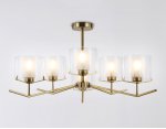 Люстра со стеклянными плафонами на штанге Ambrella LH57008/6 BS/FR латунь/белый матовый E14/6 max 40W D850*420