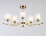 Люстра со стеклянными плафонами на штанге Ambrella LH57008/6 BS/FR латунь/белый матовый E14/6 max 40W D850*420