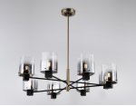 Подвесная люстра Ambrella LH57043/8 BK/DBS/SM черный/темная латунь/дымчатый E14/8 max 40W D830*710