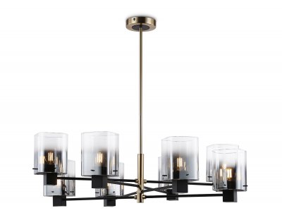 Подвесная люстра Ambrella LH57043/8 BK/DBS/SM черный/темная латунь/дымчатый E14/8 max 40W D830*710