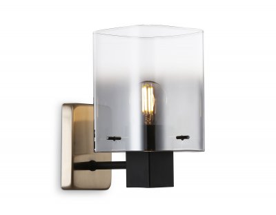 Настенный светильник Ambrella LH57045 BK/DBS/SM черный/темная латунь/дымчатый E14 max 40W 195*110*185 Настенный светильник Ambrella LH57045 BK/DBS/SM черный/темная латунь/дымчатый E14 max 40W 195*110*185