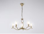 Подвесная люстра со стеклянными плафонами Ambrella LH57091/5 BS/FR латунь/белый матовый E14/5 max 40W D690*790