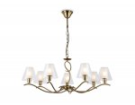 Подвесная люстра со стеклянными плафонами Ambrella LH57093/7 BS/FR латунь/белый матовый E14/7 max 40W D840*790