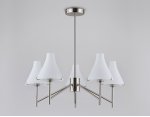 Люстра со стеклянными плафонами на штанге Ambrella LH57123/5 SN/FR никель/белый матовый E14/5 max 40W D650*590