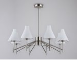 Люстра со стеклянными плафонами на штанге Ambrella LH57125/8 SN/FR никель/белый матовый E14/8 max 40W D800*650