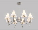 Люстра со стеклянными плафонами на штанге Ambrella LH57125/8 SN/FR никель/белый матовый E14/8 max 40W D800*650