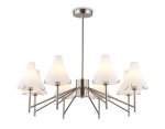 Люстра со стеклянными плафонами на штанге Ambrella LH57125/8 SN/FR никель/белый матовый E14/8 max 40W D800*650