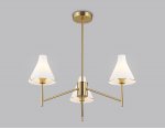 Люстра со стеклянными плафонами на штанге Ambrella LH57131/3 BS/FR латунь/белый матовый E14/3 max 40W D650*590
