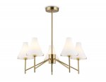 Люстра со стеклянными плафонами на штанге Ambrella LH57133/5 BS/FR латунь/белый матовый E14/5 max 40W D650*590
