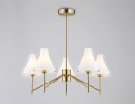 Люстра со стеклянными плафонами на штанге Ambrella LH57133/5 BS/FR латунь/белый матовый E14/5 max 40W D650*590
