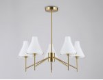 Люстра со стеклянными плафонами на штанге Ambrella LH57133/5 BS/FR латунь/белый матовый E14/5 max 40W D650*590
