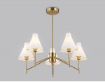 Люстра со стеклянными плафонами на штанге Ambrella LH57133/5 BS/FR латунь/белый матовый E14/5 max 40W D650*590