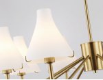 Люстра со стеклянными плафонами на штанге Ambrella LH57135/8 BS/FR латунь/белый матовый E14/8 max 40W D800*650