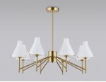 Люстра со стеклянными плафонами на штанге Ambrella LH57135/8 BS/FR латунь/белый матовый E14/8 max 40W D800*650