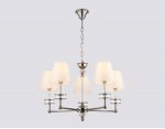 Подвесная люстра с абажурами и хрусталем Ambrella LH71001/5 BN/WH никель/белый E14*5 max 40W D670*1130