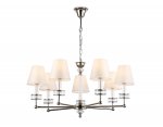 Подвесная люстра с абажурами и хрусталем Ambrella LH71003/7 BN/WH никель/белый E14*7 max 40W D820*1130