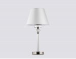 Настольная лампа с абажуром и хрусталем Ambrella LH71007 BN/WH никель/белый E14 max 40W D260*505