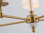 Подвесная люстра с абажурами и хрусталем Ambrella LH71021/5 BS/WH латунь/белый E14*5 max 40W D670*1130