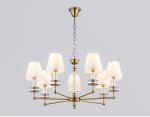 Подвесная люстра с абажурами и хрусталем Ambrella LH71023/7 BS/WH латунь/белый E14*7 max 40W D820*1130