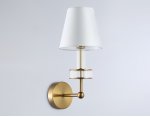 Настенный светильник с абажуром и хрусталем Ambrella LH71025 BS/WH латунь/белый E14 max 40W 210*150*355