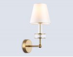 Настенный светильник с абажуром и хрусталем Ambrella LH71025 BS/WH латунь/белый E14 max 40W 210*150*355