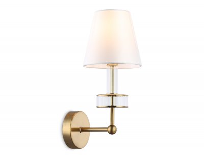 Настенный светильник с абажуром и хрусталем Ambrella LH71025 BS/WH латунь/белый E14 max 40W 210*150*355