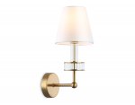 Настенный светильник с абажуром и хрусталем Ambrella LH71025 BS/WH латунь/белый E14 max 40W 210*150*355