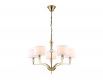 Подвесная люстра с абажурами и хрусталем Ambrella LH71131/5 BS/WH латунь/белый E14/5 max 40W D660*880