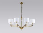 Подвесная люстра с абажурами и хрусталем Ambrella LH71133/8 BS/WH латунь/белый E14/8 max 40W D840*880