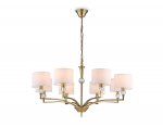 Подвесная люстра с абажурами и хрусталем Ambrella LH71133/8 BS/WH латунь/белый E14/8 max 40W D840*880