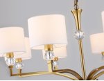 Подвесная люстра с абажурами и хрусталем Ambrella LH71133/8 BS/WH латунь/белый E14/8 max 40W D840*880