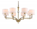 Подвесная люстра с абажурами и хрусталем Ambrella LH71133/8 BS/WH латунь/белый E14/8 max 40W D840*880