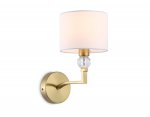 Настенный светильник с абажуром и хрусталем Ambrella LH71135 BS/WH латунь/белый E14 max 40W 220*140*250