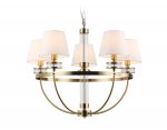 Подвесная люстра с абажурами Ambrella LH71251/5 BS/WH латунь/белый E14/5 max 40W D700*990