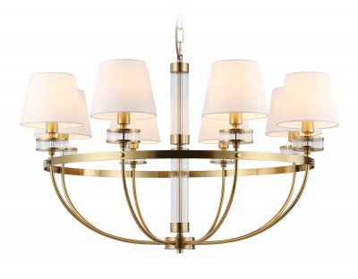 Подвесная люстра с абажурами Ambrella LH71253/8 BS/WH латунь/белый E14/8 max 40W D870*990