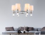 Подвесная люстра с абажурами Ambrella LH71291/6 SN/WH никель/белый E14/6 max 40W D680*730