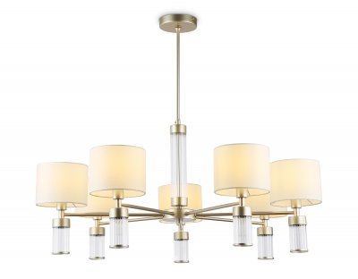 Люстра с абажурами на штанге Ambrella LH71303/7 CGD/WH золото/белый E14/7 max 40W D860*740