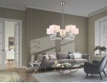 Подвесная люстра с абажурами Ambrella LH71321/5 SN/WH никель/белый E14/5 max 40W D700*850