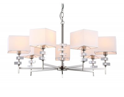 Подвесная люстра с абажурами Ambrella LH71323/7 SN/WH никель/белый E14/7 max 40W D860*850 Подвесная люстра с абажурами Ambrella LH71323/7 SN/WH никель/белый E14/7 max 40W D860*850