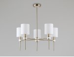 Люстра с абажурами на штанге Ambrella LH72371/5 DBS/WH темная латунь/белый E14/5 max 40W D680*720