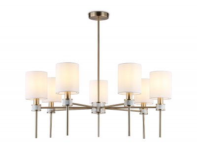Люстра с абажурами на штанге Ambrella LH72373/7 DBS/WH темная латунь/белый E14/7 max 40W D840*720